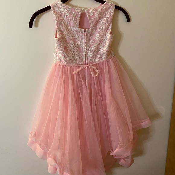 Speechless Kids Girls beautiful sparkling lace pink floral Hi-Low Dress size 5 - Picture 7 of 13